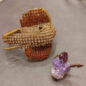 Children's Bedazzled Elephant Bracelet and a Bunny Ring
